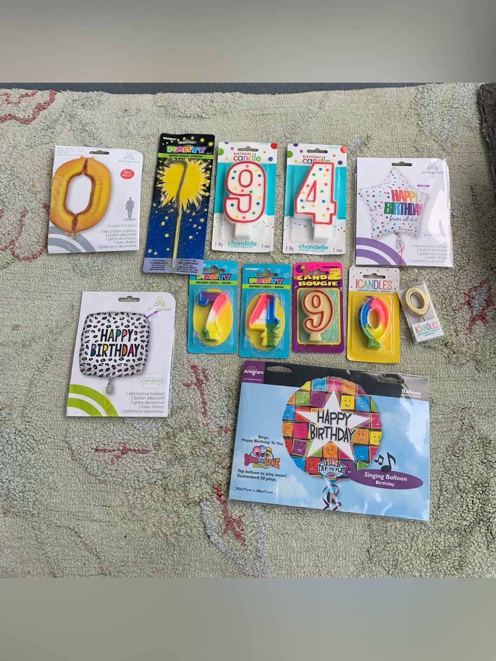 Huge lot of Birthday number candles and balloons